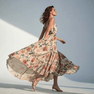 Silk Blend Tiered Dress – Lavender Mist